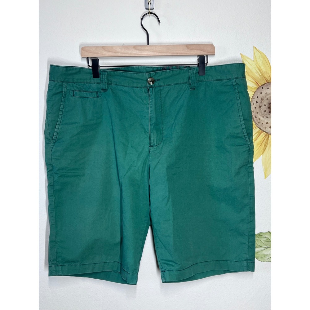 1901 Nordstrom Mens Green Chino Shorts 100% Cotton Size 40W Flat Front Casual